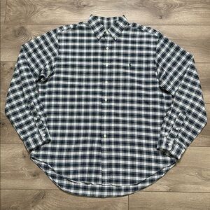 Ralph Lauren Plaid Long Sleeve Button Up Shirt Blue Green Size‎ XL